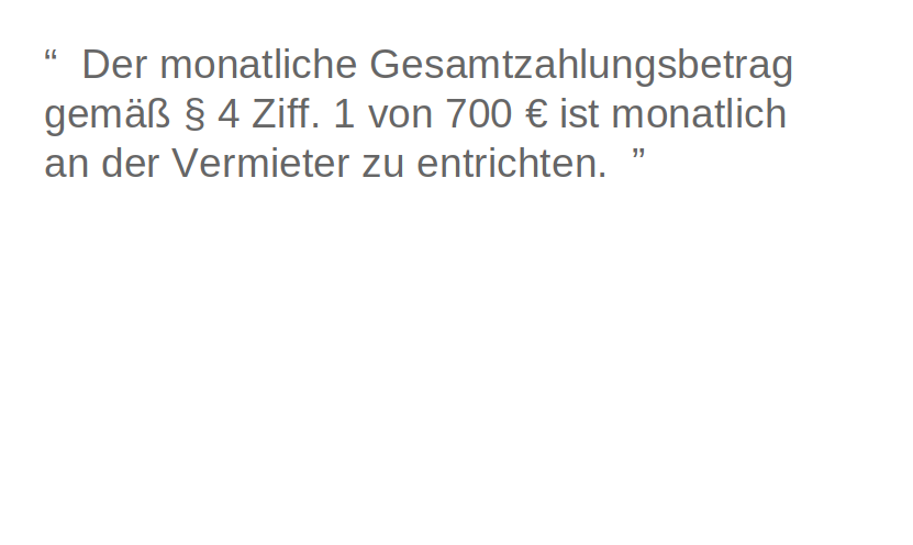 Beispiel: Einauszug aus einem fiktiven Mietvertrag.